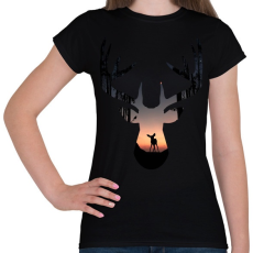 PRINTFASHION deer - Női póló - Fekete