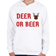 PRINTFASHION DEER OR BEER - Gyerek kapucnis pulóver - Fehér
