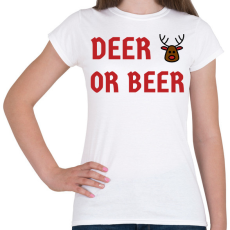 PRINTFASHION DEER OR BEER - Női póló - Fehér