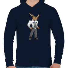 PRINTFASHION Deer Security - Férfi kapucnis pulóver - Sötétkék férfi pulóver, kardigán