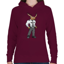 PRINTFASHION Deer Security - Női kapucnis pulóver - Bordó női pulóver, kardigán