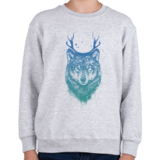 PRINTFASHION Deer wolf - Gyerek pulóver - Sport szürke