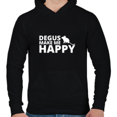 PRINTFASHION Degus make me happy - Férfi kapucnis pulóver - Fekete