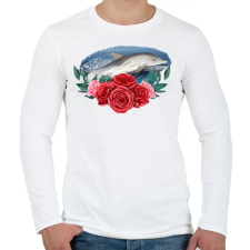 PRINTFASHION Delfin virággal - Férfi hosszú ujjú póló - Fehér férfi póló
