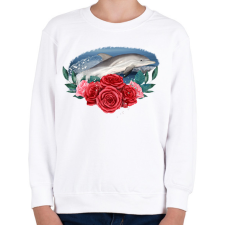 PRINTFASHION Delfin virággal - Gyerek pulóver - Fehér gyerek pulóver, kardigán