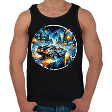 PRINTFASHION DeLorean - Vissza a jövőbe - Férfi atléta - Fekete atléta, trikó
