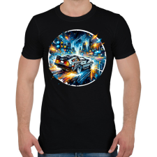 PRINTFASHION DeLorean - Vissza a jövőbe - Férfi póló - Fekete férfi póló