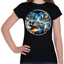 PRINTFASHION DeLorean - Vissza a jövőbe - Női póló - Fekete női póló