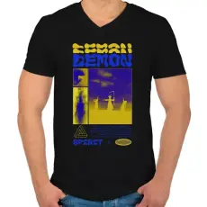 PRINTFASHION Demon - Férfi V-nyakú póló - Fekete