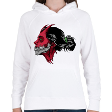 PRINTFASHION démon lány - Női kapucnis pulóver - Fehér női pulóver, kardigán