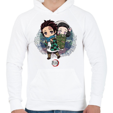 PRINTFASHION Demon Slayer - Tanjiro, Nezuko - Férfi kapucnis pulóver - Fehér