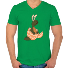 PRINTFASHION DemoNyuszi - Férfi V-nyakú póló - Zöld