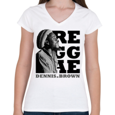 PRINTFASHION Dennis Brown - Női V-nyakú póló - Fehér