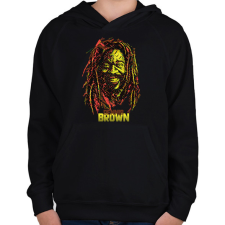 PRINTFASHION Dennis Brown - Reggae - Gyerek kapucnis pulóver - Fekete gyerek pulóver, kardigán