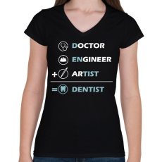 PRINTFASHION Dentist (white) - Női V-nyakú póló - Fekete