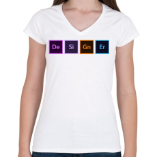 PRINTFASHION Designer / Grafikus - Női V-nyakú póló - Fehér