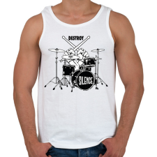 PRINTFASHION Destroy silence - Dobolós - Férfi atléta - Fehér atléta, trikó