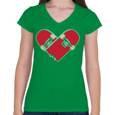PRINTFASHION Deszka szerelem - Női V-nyakú póló - Zöld női póló