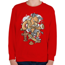 PRINTFASHION Deszkás bika - Gyerek pulóver - Piros gyerek pulóver, kardigán