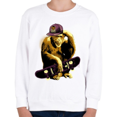 PRINTFASHION Deszkás majom - Gyerek pulóver - Fehér