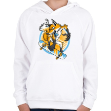 PRINTFASHION Deszkás róka - Gyerek kapucnis pulóver - Fehér gyerek pulóver, kardigán