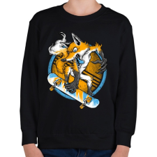 PRINTFASHION Deszkás róka - Gyerek pulóver - Fekete gyerek pulóver, kardigán