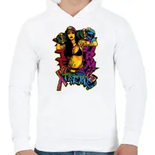 PRINTFASHION Deszkás - skater lány graffiti - Férfi kapucnis pulóver - Fehér férfi pulóver, kardigán