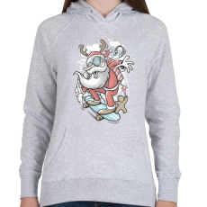 PRINTFASHION Deszkás Télapó - Női kapucnis pulóver - Sport szürke