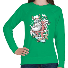 PRINTFASHION Deszkás Télapó - Női pulóver - Zöld