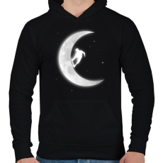 PRINTFASHION Deszkázás a holdon - Férfi kapucnis pulóver - Fekete