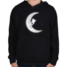 PRINTFASHION Deszkázás a holdon - Gyerek kapucnis pulóver - Fekete gyerek pulóver, kardigán