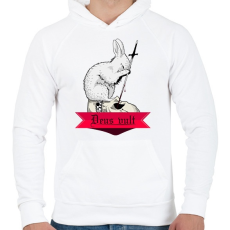 PRINTFASHION Deus vult -  A gyilkos nyúl - Férfi kapucnis pulóver - Fehér