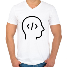 PRINTFASHION Developer - Férfi V-nyakú póló - Fehér
