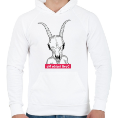 PRINTFASHION Devil inside me (tükörben olvasható felirat)  - Férfi kapucnis pulóver - Fehér