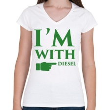 PRINTFASHION diesel.png - Női V-nyakú póló - Fehér női póló