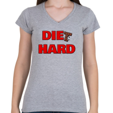 PRINTFASHION DIET HARD - Női V-nyakú póló - Sport szürke