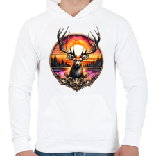 PRINTFASHION Díjnyertes szarvasbika / szarvas - Vadász / vadászoknak / vadásznak - Férfi kapucnis pulóver - Fehér férfi pulóver, kardigán