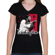 PRINTFASHION Dinah Washington - Női V-nyakú póló - Fekete