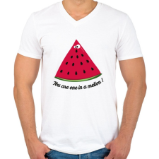 PRINTFASHION Dinnye vagy! - Férfi V-nyakú póló - Fehér férfi póló