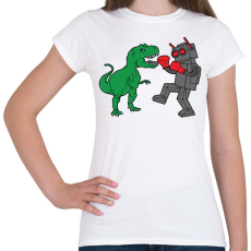 PRINTFASHION Dínó és robot - Női póló - Fehér