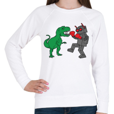 PRINTFASHION Dínó és robot - Női pulóver - Fehér női pulóver, kardigán