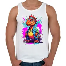 PRINTFASHION Dino - Férfi atléta - Fehér női trikó