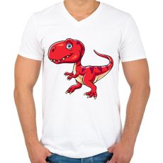 PRINTFASHION dino - Férfi V-nyakú póló - Fehér