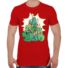PRINTFASHION Dínó karácsonyfa - Férfi póló - Piros férfi póló