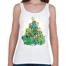 PRINTFASHION Dínó karácsonyfa - Női atléta - Fehér női trikó
