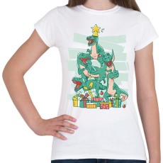 PRINTFASHION Dínó karácsonyfa - Női póló - Fehér