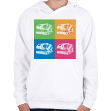 PRINTFASHION Dínó koponyák - Gyerek kapucnis pulóver - Fehér