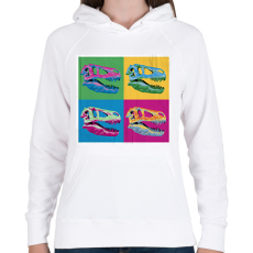 PRINTFASHION Dínó koponyák - Női kapucnis pulóver - Fehér