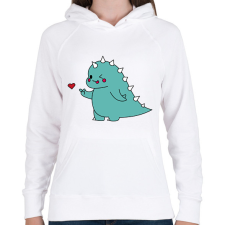 PRINTFASHION Dino love - fiú - Női kapucnis pulóver - Fehér női pulóver, kardigán