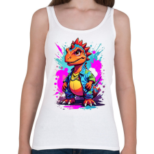 PRINTFASHION Dino - Női atléta - Fehér női trikó